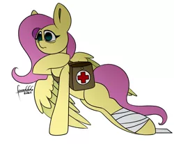 Size: 2300x1900 | Tagged: safe, artist:foxxo666, derpibooru import, fluttershy, creepy, image, injured, medic, medical saddlebag, military, png, sad, tired, war