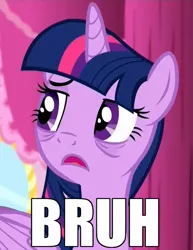 Size: 691x897 | Tagged: safe, edit, edited screencap, screencap, twilight sparkle, alicorn, bags under eyes, bruh, png, reaction image, tired, twilight sparkle (alicorn)