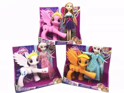 Size: 800x600 | Tagged: safe, derpibooru import, applejack, fluttershy, pinkie pie, princess celestia, rarity, sunset shimmer, twilight sparkle, alicorn, anna, bootleg, elsa, frozen, frozen (movie), image, jpeg, magic stick, magic wand, toy, twilight sparkle (alicorn), wand