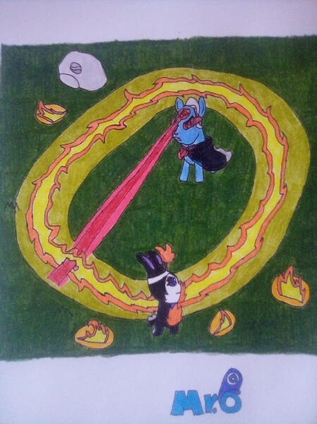 Size: 600x801 | Tagged: safe, artist:owensan013, derpibooru import, trixie, pony, rabbit, unicorn, animal, crossover, death battle, exploitable meme, female, fire, image, jpeg, laser, luea, magic, mare, meme, traditional art