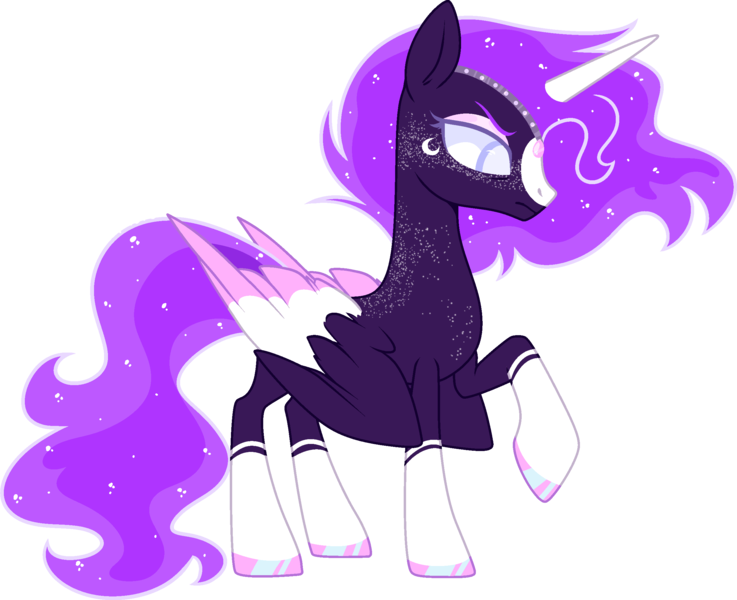 Size: 2492x2030 | Tagged: safe, artist:kurosawakuro, derpibooru import, alicorn, pony, colored wings, female, image, mare, multicolored wings, parents:starluna, png, simple background, solo, transparent background, wings