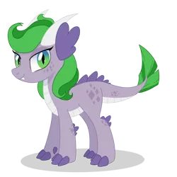 Size: 1024x1024 | Tagged: safe, artist:thebunnylover92, derpibooru import, oc, oc:emerald aura, unofficial characters only, dracony, hybrid, belly scales, ear fins, fangs, female, horns, image, interspecies offspring, offspring, parent:rarity, parent:spike, parents:sparity, png, scales, simple background, slit eyes, solo, transparent background