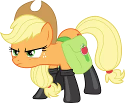 Size: 3634x3000 | Tagged: safe, artist:cloudyglow, artist:yanoda, derpibooru import, applejack, earth pony, pony, somepony to watch over me, .ai available, badass, boots, clothes, cowboy hat, female, freckles, hat, high res, image, mare, png, shoes, simple background, solo, stetson, transparent background, vector