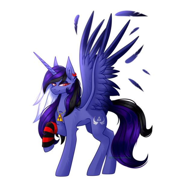 Size: 3000x3000 | Tagged: safe, artist:greenmaneheart, derpibooru import, oc, oc:dark moon silver, alicorn, pony, feather, female, high res, image, mare, png, simple background, solo, transparent background