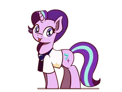 Size: 800x600 | Tagged: safe, artist:flutterluv, deleted from derpibooru, derpibooru import, starlight glimmer, pony, unicorn, :p, celestia's cutie mark, clothes, image, luna's cutie mark, png, shirt, solo, tongue out