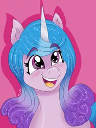 Size: 1932x2576 | Tagged: safe, artist:missc3po, derpibooru import, izzy moonbow, pony, unicorn, spoiler:g5, g5, image, open mouth, png, smiling, solo, sparkles