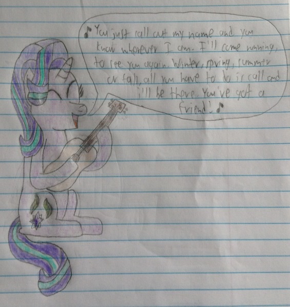 Safe Artist Myoozik Derpibooru Import Starlight Glimmer Pony Unicorn Acoustic Guitar Carole King Cutie Mark Derpibooru Exclusive Eyelashes Eyes Closed Female Guitar Hair Hair Flip Happy Image James Taylor Jpeg Lined