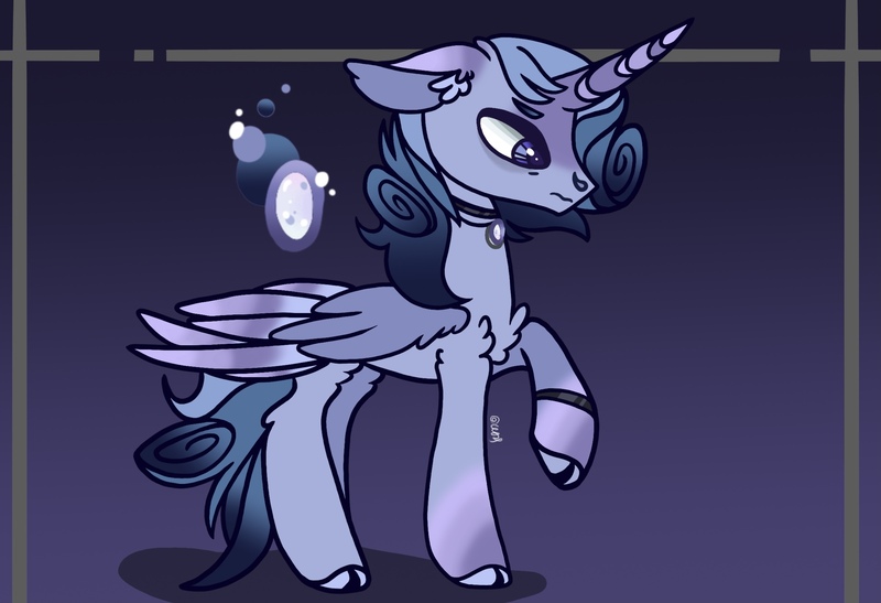 Size: 2387x1633 | Tagged: safe, artist:caramelbolt24, derpibooru import, oc, unofficial characters only, alicorn, pony, abstract background, alicorn oc, chest fluff, choker, cloven hooves, ear fluff, horn, image, jewelry, jpeg, magical lesbian spawn, necklace, offspring, parent:rainbow dash, parent:rarity, parents:raridash, signature, solo, wings
