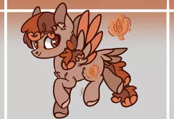 Size: 2388x1637 | Tagged: safe, artist:caramelbolt24, derpibooru import, oc, oc:autumn spice, unofficial characters only, pegasus, pony, abstract background, chest fluff, colored hooves, ear fluff, image, jpeg, magical lesbian spawn, offspring, parent:applejack, parent:pinkie pie, parents:applepie, pegasus oc, signature, smiling, solo, two toned wings, wings