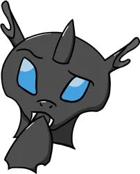 Size: 561x695 | Tagged: safe, artist:shifttgc, derpibooru import, changeling, aggie.io, changeling ears, ears, emoji, fangs, hooves, horn, image, png, red eyes, solo, thinking, thinking emoji