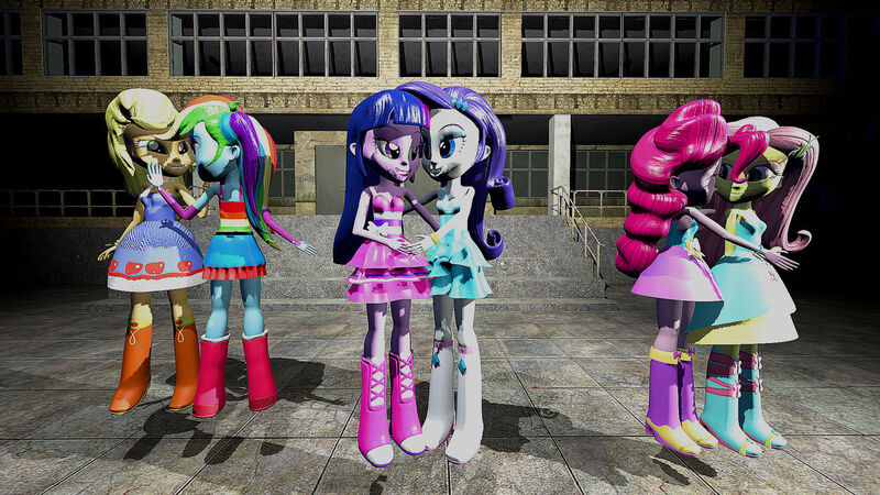 Size: 1280x720 | Tagged: safe, artist:fullmoonrose7, derpibooru import, applejack, fluttershy, pinkie pie, rainbow dash, rarity, sci-twi, twilight sparkle, equestria girls, 3d, appledash, fall formal outfits, female, flutterpie, humane five, humane six, image, jpeg, lesbian, rarilight, shipping, source filmmaker