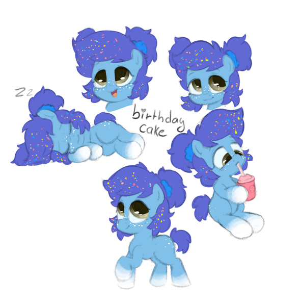 Size: 1080x1093 | Tagged: safe, artist:maxisb8, derpibooru import, oc, oc:birthday cake, unofficial characters only, earth pony, pony, cute, drinking, female, filly, freckles, image, magical lesbian spawn, offspring, png, simple background, sketch, sketch dump, sleeping, smiling, straw, text