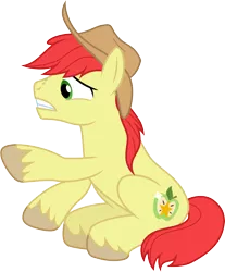 Size: 3000x3618 | Tagged: safe, artist:cloudyglow, artist:dashiesparkle, derpibooru import, bright mac, earth pony, pony, the perfect pear, .ai available, cowboy hat, cutie mark, hat, high res, image, male, open mouth, png, raised hoof, simple background, solo, stallion, stetson, transparent background, vector