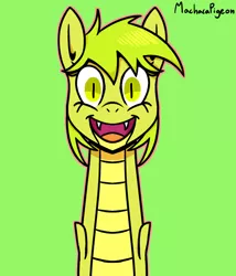 Size: 600x700 | Tagged: safe, artist:machacapigeon, ponybooru import, oc, oc:tetrapodi, unofficial characters only, original species, pony, snake, snake pony, fangs, female, image, looking at you, open mouth, png, signature, simple background, solo, tetrapodophis