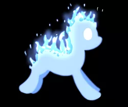 Size: 1200x1000 | Tagged: safe, artist:machacapigeon, ponybooru import, oc, original species, pony, /mlp/, black background, blue fire, fire, glow, image, no mouth, png, simple background, solo, wisp