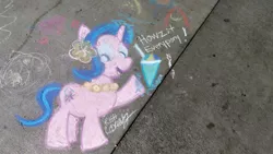 Size: 900x507 | Tagged: safe, artist:newportmuse, derpibooru import, starlight glimmer, pony, unicorn, chalk drawing, image, jpeg, photo, solo, traditional art