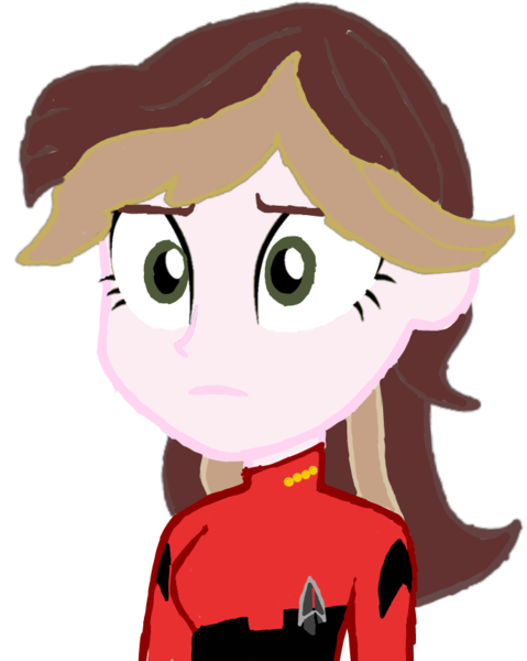 Size: 688x861 | Tagged: safe, artist:jrshinkansenhorse, derpibooru import, oc, oc:captain becky ray shoichet, equestria girls, equestria girls series, clothes, crossover, image, png, star trek, star trek: sunset shimmer, starfleet, uniform