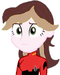 Size: 688x861 | Tagged: safe, artist:jrshinkansenhorse, derpibooru import, oc, oc:captain becky ray shoichet, equestria girls, equestria girls series, clothes, crossover, image, png, star trek, star trek: sunset shimmer, starfleet, uniform