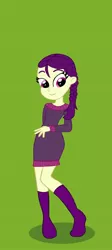 Size: 1024x2292 | Tagged: safe, artist:snowdog-zic, derpibooru import, boysenberry, human, equestria girls, boots, boysenbetes, braid, braided pigtails, clothes, cute, equestria girls-ified, female, green background, humanized, image, jpeg, olive background, shadow, shoes, simple background, smiling, sweater, sweatshirt, triple berry