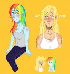 Size: 540x571 | Tagged: artist needed, source needed, safe, derpibooru import, applejack, rainbow dash, equestria girls, appledash, female, image, jpeg, lesbian, shipping