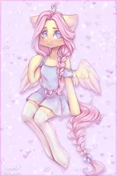 Size: 1653x2488 | Tagged: safe, artist:zefirka, derpibooru import, fluttershy, pegasus, semi-anthro, clothes, cute, image, looking at you, png, shyabetes, socks