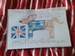 Size: 4128x3096 | Tagged: safe, artist:super-coyote1804, derpibooru import, formula 1, great britain, image, jpeg, nigel mansell, photo, solo, the british lion, traditional art, united kingdom