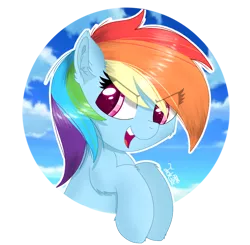 Size: 1500x1470 | Tagged: safe, artist:jadebreeze115, derpibooru import, rainbow dash, pegasus, pony, cloud, cloudy, cute, female, holding onto something, image, mare, png, simple background, smiling, solo, sticker, sunny, transparent background