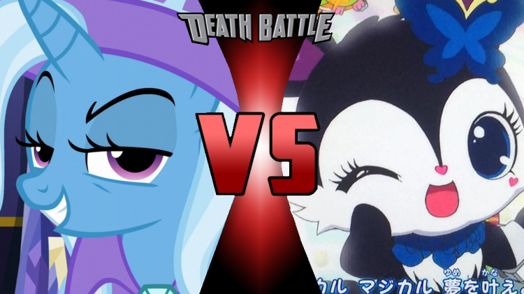 Size: 750x421 | Tagged: safe, artist:mega-poneo, derpibooru import, trixie, crossover, death battle, exploitable meme, image, meme, png