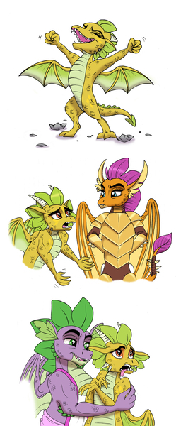 Size: 700x1687 | Tagged: safe, artist:celestial-rainstorm, derpibooru import, smolder, spike, oc, oc:cinder, armor, image, jpeg, offspring, older, parent:smolder, parent:spike, parents:spolder