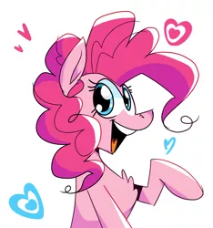 Size: 1450x1549 | Tagged: safe, artist:cassettepunk, edit, editor:edits of hate, pinkie pie, earth pony, pony, bust, chest fluff, cute, female, heart, image, looking at you, mare, open mouth, png, simple background, solo, white background, wholesome
