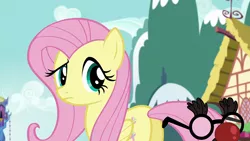 Size: 1920x1080 | Tagged: safe, derpibooru import, screencap, fluttershy, pegasus, pony, the one where pinkie pie knows, female, groucho mask, image, mare, png, solo