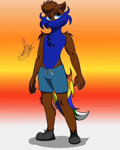 Size: 1200x1500 | Tagged: safe, artist:jay_wackal, derpibooru import, oc, oc:rubik, unofficial characters only, anthro, clothes, image, male, original character do not steal, pants, partial nudity, png, solo, solo male, topless