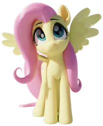 Size: 820x1000 | Tagged: safe, artist:therealdjthed, derpibooru import, fluttershy, pegasus, pony, 3d, blender, cute, female, image, mare, png, shyabetes, simple background, solo, spread wings, transparent background, wings