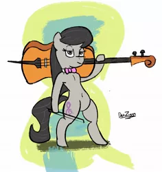 Size: 1935x2048 | Tagged: safe, derpibooru import, octavia melody, semi-anthro, bipedal, bow (instrument), cello, cello bow, image, jpeg, musical instrument, solo