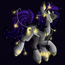 Size: 1200x1200 | Tagged: safe, artist:vashtwiist, derpibooru import, oc, oc:fyrefly, unofficial characters only, earth pony, pony, fairy lights, image, jpeg, solo