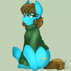 Size: 1200x1200 | Tagged: safe, artist:vashtwiist, derpibooru import, oc, oc:modular, unofficial characters only, earth pony, pony, clothes, earth pony oc, glasses, image, jpeg, solo, sweater