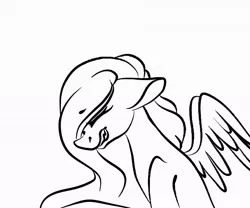 Size: 1080x900 | Tagged: safe, artist:tessa_key_, derpibooru import, oc, unofficial characters only, pegasus, pony, bust, eyes closed, gritted teeth, image, jpeg, lineart, monochrome, pegasus oc, simple background, solo, white background, wings