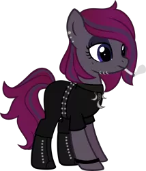 Size: 5000x5831 | Tagged: safe, artist:n0kkun, derpibooru import, oc, oc:raven mist, unofficial characters only, earth pony, pony, belt, boots, cigarette, cigarette smoke, clothes, ear piercing, earring, eyeshadow, female, freckles, image, jewelry, makeup, mare, pants, piercing, png, shirt, shoes, simple background, smoke, smoking, solo, t-shirt, transparent background, wristband