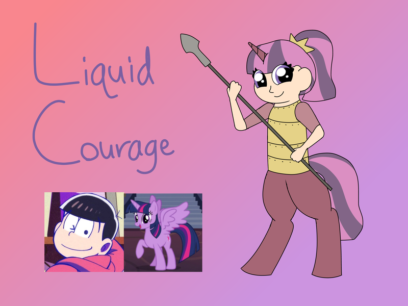 Size: 2048x1536 | Tagged: safe, artist:colorcodetheartist, derpibooru import, twilight sparkle, oc, oc:liquid courage, alicorn, satyr, crossover, crossover shipping, derpibooru exclusive, image, interspecies offspring, offspring, osomatsu, osomatsu-san, parent:osomatsu matsuno, parents:osotwi, parent:twilight sparkle, png, shipping, twilight sparkle (alicorn)