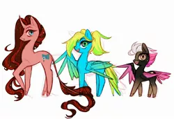 Size: 2350x1618 | Tagged: safe, artist:ekot, derpibooru import, oc, oc:ciamon, oc:glory star, oc:skyrex, unofficial characters only, pegasus, pony, unicorn, female, image, jpeg, mare, oda 997, simple background