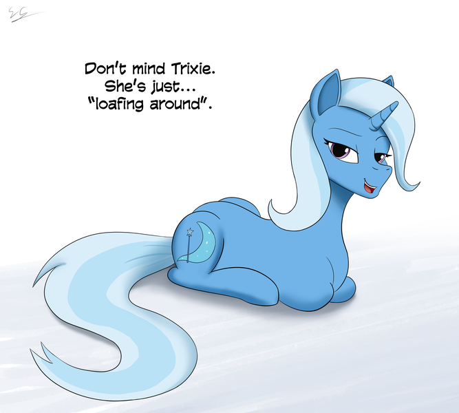 Size: 3000x2700 | Tagged: safe, artist:egstudios93, derpibooru import, trixie, pony, image, lying down, png, ponyloaf, prone, solo