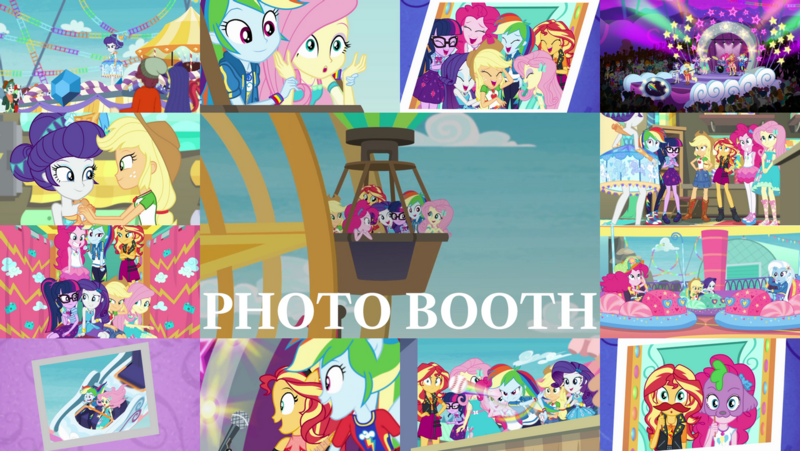 Size: 1280x721 | Tagged: safe, derpibooru import, edit, edited screencap, editor:quoterific, screencap, applejack, fluttershy, pinkie pie, rainbow dash, rarity, sci-twi, sunset shimmer, trixie, twilight sparkle, human, equestria girls, equestria girls series, rollercoaster of friendship, applejack's hat, boots, bowtie, bracelet, clothes, converse, cowboy boots, cowboy hat, crossed arms, cutie mark, cutie mark on clothes, denim skirt, duo, duo female, eyes closed, female, geode of empathy, geode of fauna, geode of shielding, geode of sugar bombs, geode of super speed, geode of super strength, geode of telekinesis, glasses, guitar, hairpin, hands on hip, hat, holding hands, hoodie, humane five, humane seven, humane six, image, jacket, jewelry, laughing, leather, leather jacket, magical geodes, microphone, musical instrument, necklace, open mouth, photo booth, photo booth (song), png, ponied up, ponytail, rarity peplum dress, roller coaster, shipping fuel, shoes, singing, skirt, tanktop, the rainbooms