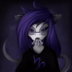 Size: 1352x1352 | Tagged: safe, artist:batsdisaster, derpibooru import, vampire, vampony, black sclera, bust, cigarette, clothes, glasses, image, piercing, png, portrait, purple eyes, smoking, solo