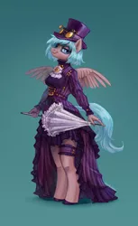 Size: 2220x3626 | Tagged: safe, artist:lunnita_pony, derpibooru import, oc, unofficial characters only, anthro, pegasus, unguligrade anthro, clothes, dress, image, jpeg, solo, steampunk