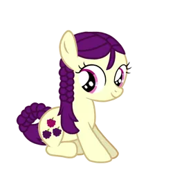 Size: 768x768 | Tagged: safe, artist:goldendaisies, derpibooru import, boysenberry, earth pony, pony, boysenbetes, cute, female, filly, image, looking at you, png, simple background, sitting, smiling, smiling at you, transparent background, triple berry, vector