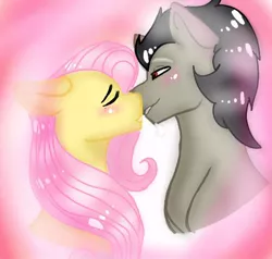 Size: 552x526 | Tagged: safe, artist:cocolove2176, derpibooru import, discord, fluttershy, ponified, pegasus, pony, base used, blushing, discoshy, eyes closed, female, image, jpeg, kissing, male, mare, pony discord, shipping, stallion, straight, wings
