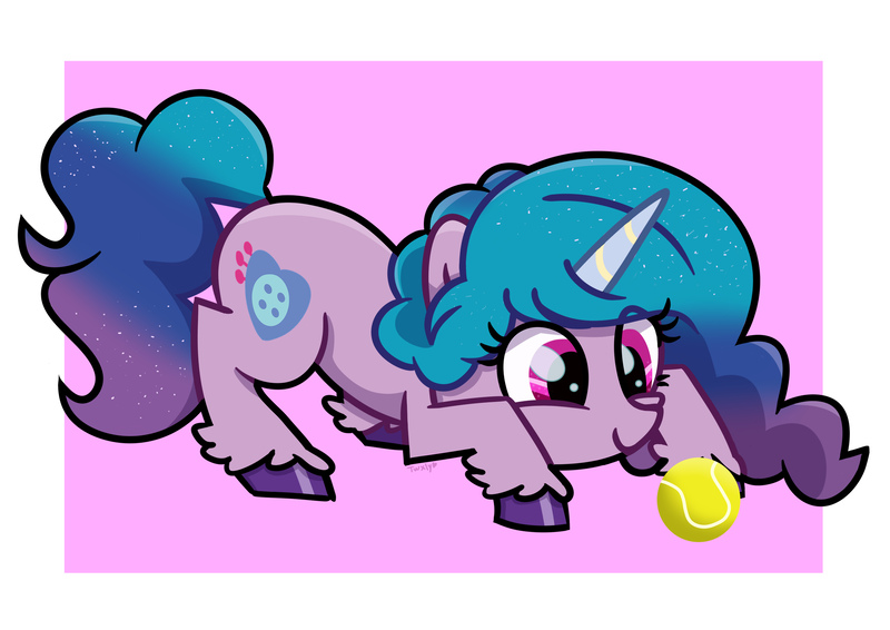 Size: 4093x2894 | Tagged: safe, derpibooru import, izzy moonbow, pony, ball, female, g5, image, izzy's tennis ball, jpeg, photo, tennis ball