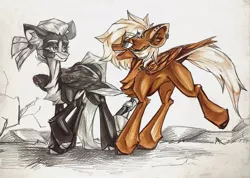 Size: 1024x730 | Tagged: safe, artist:narkozexe, derpibooru import, oc, unofficial characters only, pegasus, pony, armor, ear piercing, earring, helmet, image, jewelry, jpeg, piercing, smiling, traditional art