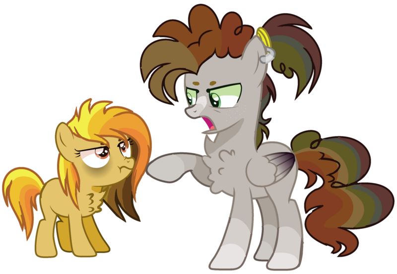 Size: 1280x885 | Tagged: safe, artist:venomous-cookietwt, derpibooru import, oc, unofficial characters only, earth pony, pegasus, pony, female, filly, image, nose wrinkle, offspring, parent:cheese sandwich, parent:rainbow dash, parents:cheesedash, png, simple background, transparent background