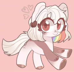 Size: 1317x1290 | Tagged: safe, artist:pastelpastry16, derpibooru import, oc, unofficial characters only, earth pony, pony, coffee bean, coffee beans, heart, image, jpeg, looking at you, multicolored hair, rainbow hair, solo